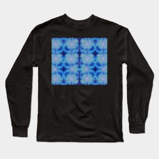 Light Steel Blue Aesthetic - Blue Fractals Abstract Pattern Long Sleeve T-Shirt